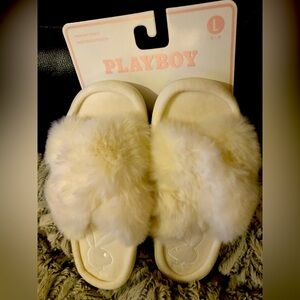Playboy brand new cream slippers soft and sexy authentic 8-9 size